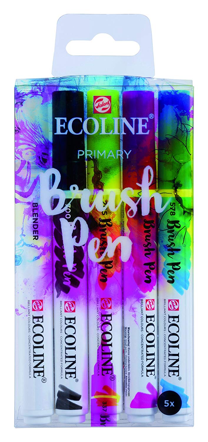 SET 5 PRIMARY BRUSH PEN ECOLINE TALENS