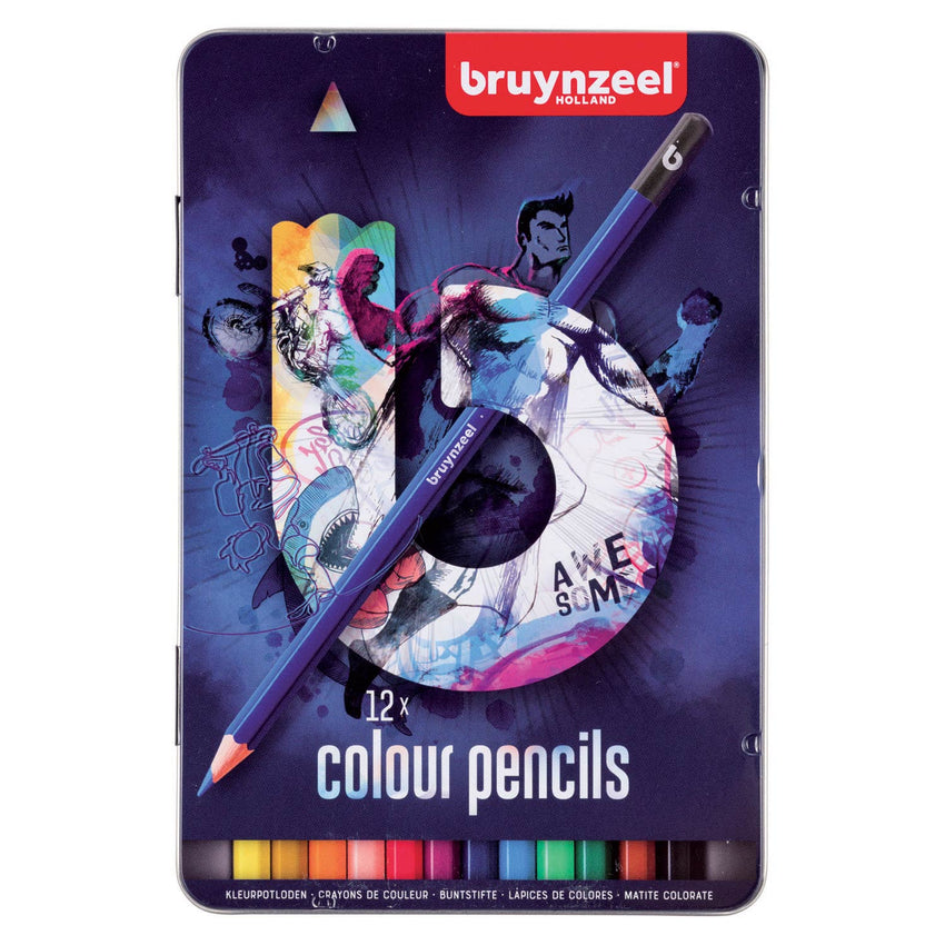 SET METALIK 12 COLOUR PENCILS BRUYNZEEL BLU