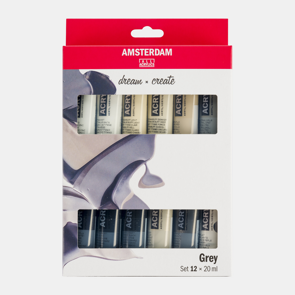 SET AMSTERDAM 12X20ML ACRYLIC GREY