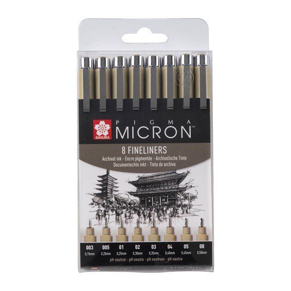 SET PIGMA MICRON SAKURA 8 FINELINERS