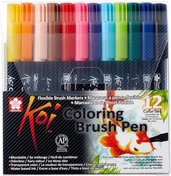 SET 12 BRUSH PEN KOI SAKURA COLOURING SET