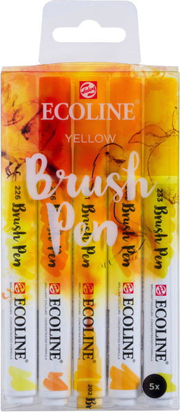 SET 5 YELLOW BRUSH PEN ECOLINE TALENS