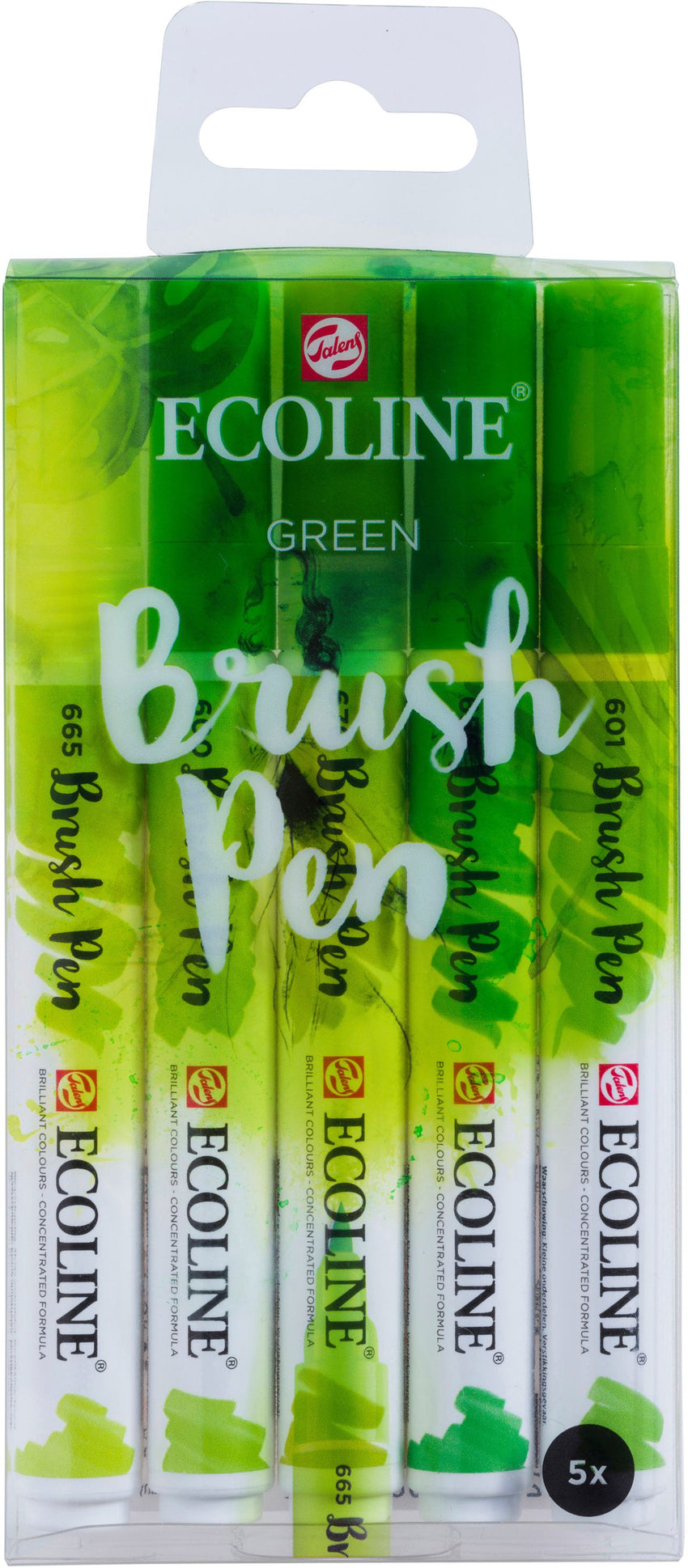 SET 5 GREEN BRUSH PEN ECOLINE TALENS