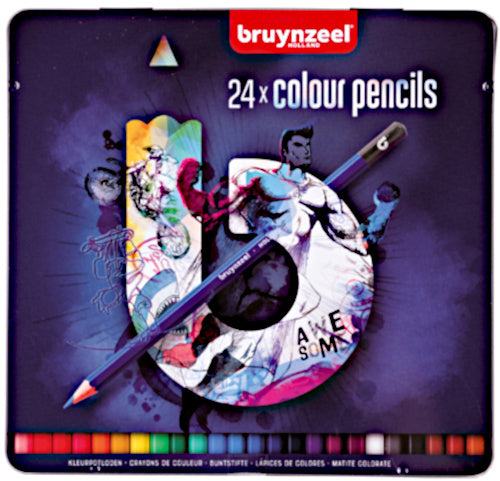 SET METALIK 24 COLOUR PENCILS BRUYNZEEL BLU