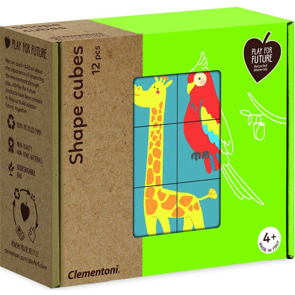 SHAPE CUBES 12PCS CLEMENTONI ANIMALS