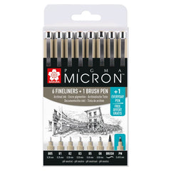 SET PIGMA MICRON SAKURA 6 FINELINER + 1 BRUSH PEN + 1PEN GRATIS