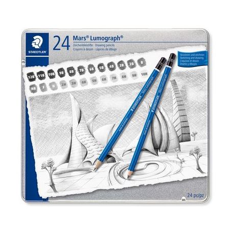 SET 24 LAPSA MARS LUMOGRAPH STAEDTLER KUTI METALIKE