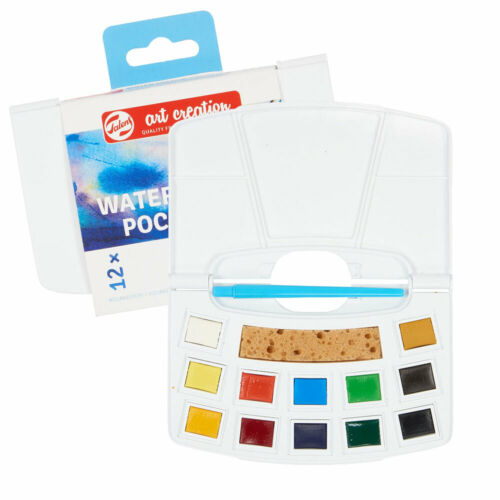 SET ART CREATION 12 WATER COLOUR POCKET BOX KUTI PLASTIK