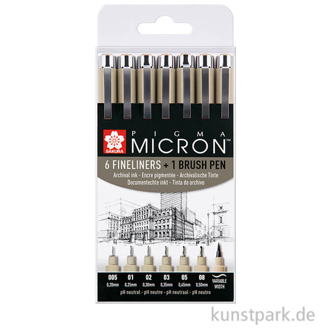 SET PIGMA MICRON SAKURA 6 FINELINER + 1 BRUSH PEN