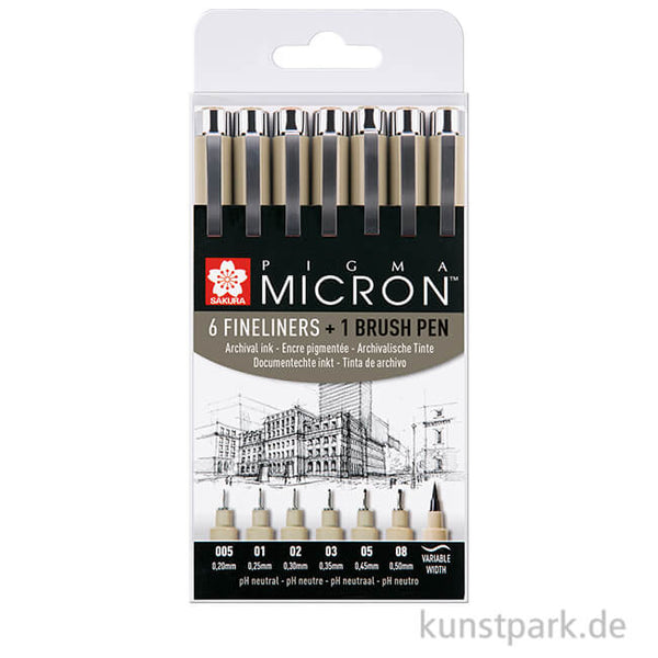 SET PIGMA MICRON SAKURA 6 FINELINER + 1 BRUSH PEN