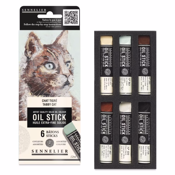 SET 6 OIL STICK 12ML SENNELIER TABBY CAT