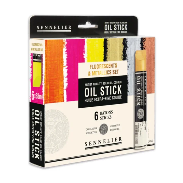 SET 6 OIL STICK 38ML SENNELIER FLUORESCENTS & METALLICS